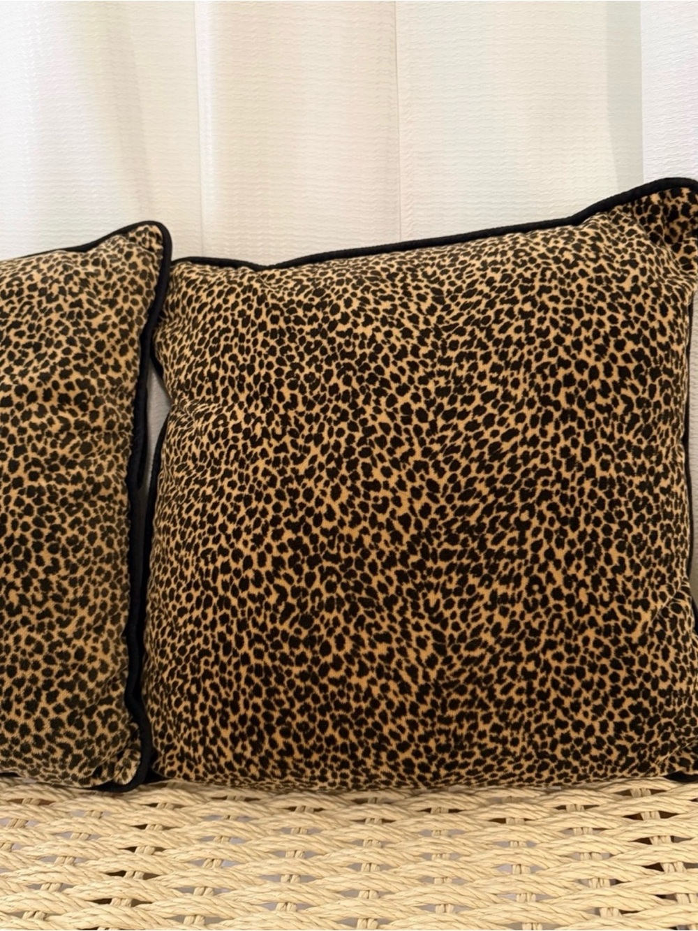 Set of two luxury leopard print throw pillows